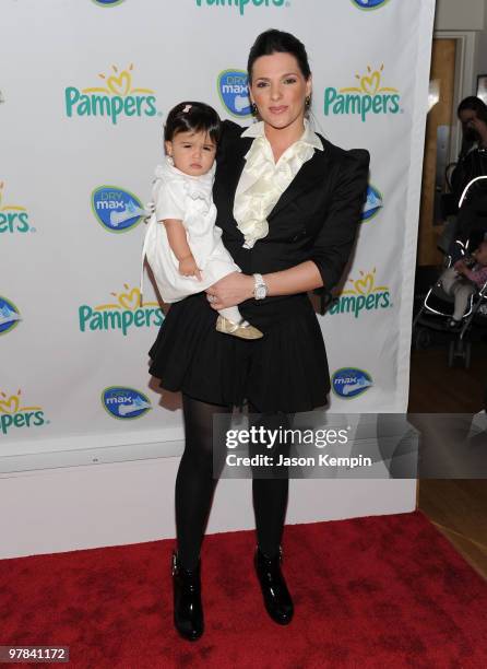 Barbara Bermudo and Mia Bermudo attend the Pampers Dry Max launch party at Helen Mills Theater on March 18, 2010 in New York City.