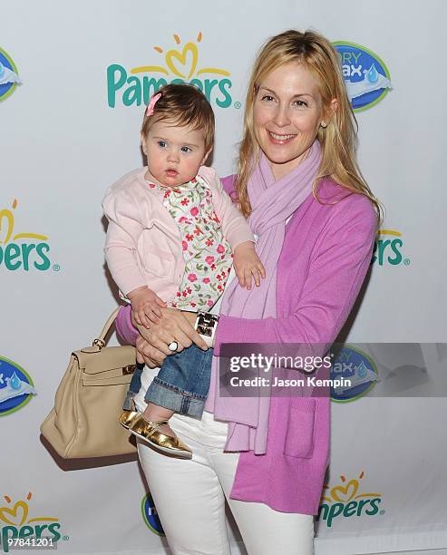 Actress Kelly Rutherford and daughter Helena Giersch attend the Pampers Dry Max launch party at Helen Mills Theater on March 18, 2010 in New York...