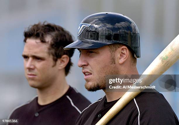 Toronto Blue Jays infielder Eric Hinske at a spring training workout February 22, 2006 in Dunedin, Florida.