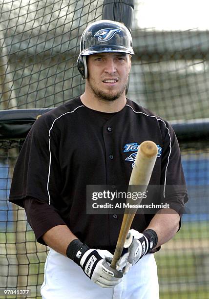 Toronto Blue Jays infielder Eric Hinske at a spring training workout February 22, 2006 in Dunedin, Florida.