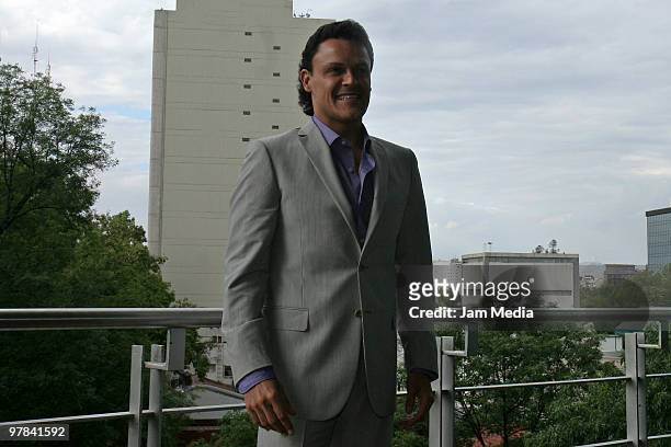 Mexican singer Pedro Fernandez poses for a photograph during a press conference to present his new album at the W Hotel on March 18, 2010 in Mexico...