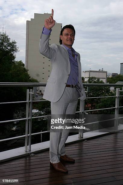 Mexican singer Pedro Fernandez poses for a photograph during a press conference to present his new album at the W Hotel on March 18, 2010 in Mexico...