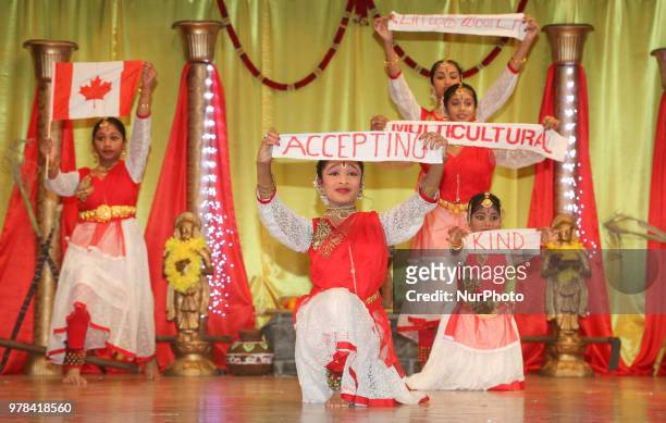 Tamil Bharatnatyam dancers celebrate the 'Canadian values' of acceptance, kindness, and multiculturalism while performing a fusion dance mixing...