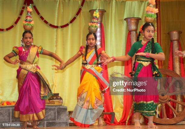 Tamil youth perform a traditional rural-themed dance during a cultural program celebrating Tamil Heritage Month and the Festival of Thai Pongal in...