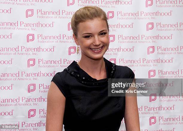 Emily VanCamp poses for photographers during the Planned Parenthood Federation Of America 2010 Annual Awards Gala at the Hyatt Regency Crystal City...