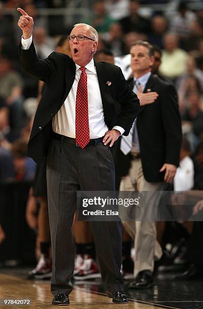 Head coach Steve Fisher of the San Diego State Aztecs directs his players in the first half against the Tennessee Volunteers during the first round...