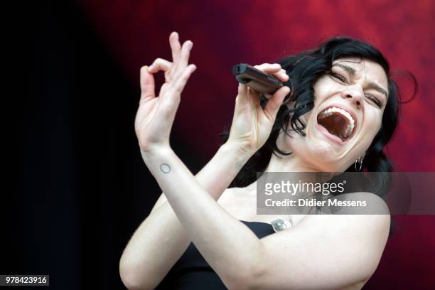 Jessie J performs on stage during day 3 of the Pinkpop festival on June 17, 2018 in Landgraaf, Netherlands.