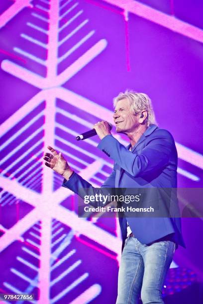 German singer Matthias Reim performs live during the show 'Die Schlagernacht des Jahres' at the Waldbuehne on June 16, 2018 in Berlin, Germany.