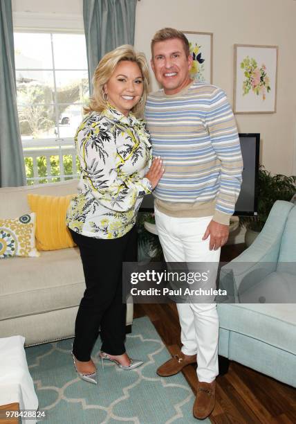 Reality TV Personalities Julie Chrisley and Todd Chrisley visit Hallmark's "Home & Family" at Universal Studios Hollywood on June 18, 2018 in...