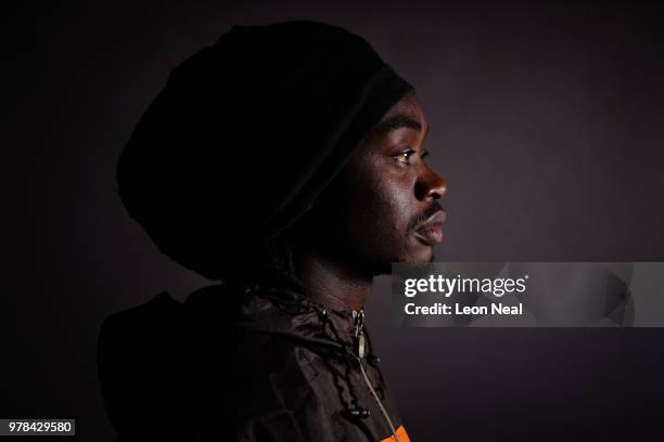 Stagehand Felix Marango of Kenya poses for a portrait at Zippo's circus in Victoria Park on June 14, 2018 in Glasgow, Scotland. As the British Circus...