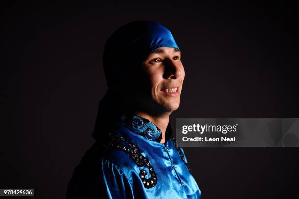 Horse rider Amanai Narynbay of Kazakhstan poses for a portrait at Zippo's circus in Victoria Park on June 15, 2018 in Glasgow, Scotland. As the...