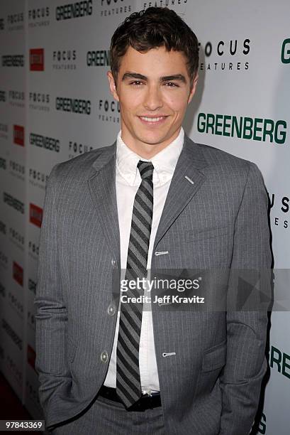 Actor Dave Franco arrives at the premiere of "Greenberg" presented by Focus Features at ArcLight Hollywood on March 18, 2010 in Hollywood, California.
