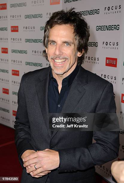 Actor Ben Stiller arrives at the premiere of "Greenberg" presented by Focus Features at ArcLight Hollywood on March 18, 2010 in Hollywood, California.
