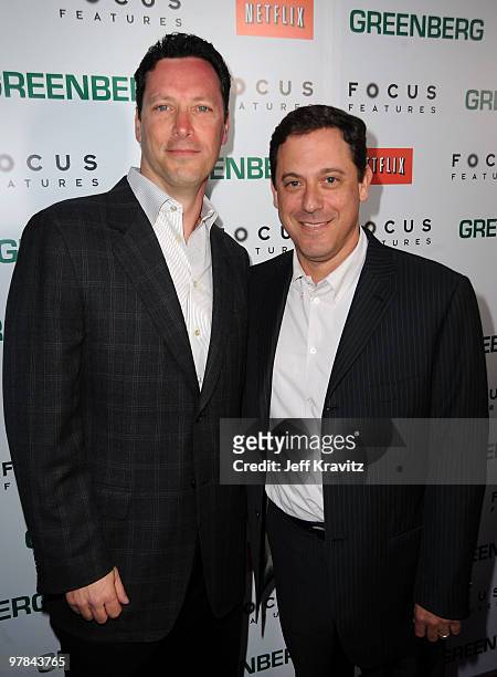 Focus Features' Andrew Karpen and Universal Pictures' Adam Fogelson arrive at the premiere of "Greenberg" presented by Focus Features at ArcLight...
