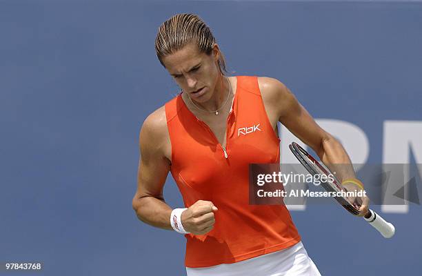 Amelie Mauresmo during her quarterfinals match against Dinara Safina at the 2006 US Open at the USTA Billie Jean King National Tennis Center in...