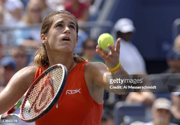 Amelie Mauresmo during her quarterfinals match against Dinara Safina at the 2006 US Open at the USTA Billie Jean King National Tennis Center in...
