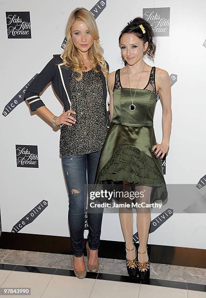 Katrina Bowden and Designer Stacey Bendet of Alice+Olivia attend the Alice+Olivia launch party at Saks Fifth Avenue on March 18, 2010 in New York...