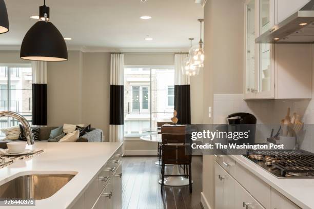 Kitchen looking towards Living Area in the Glendale model home at the Preserves at Westfield on June 8, 2018 in Chantilly Virginia.