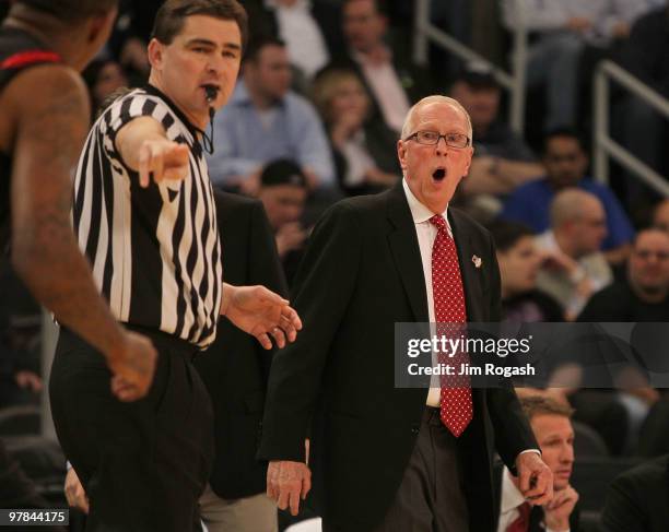 Coach Steve Fisher of the San Diego State Axtecs reacts to an official's call against the Tennessee Volunteers during the first round of the 2010...