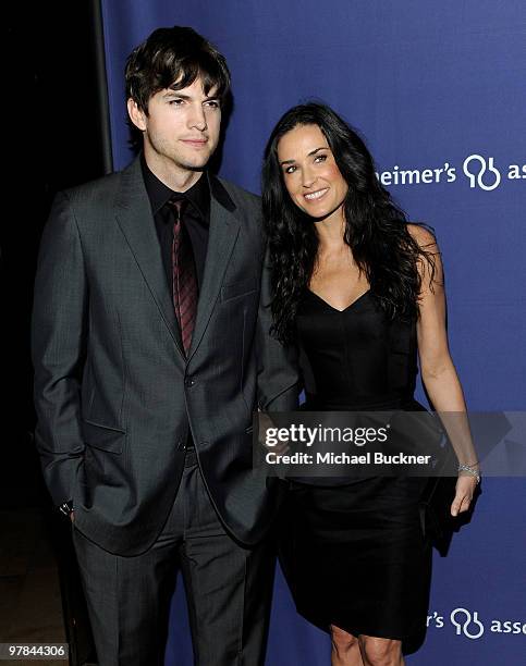 Actor Ashton Kutcher and actress Demi Moore arrive at the 18th Annual "A Night At Sardi's" Fundraiser And Awards Dinner at The Beverly Hilton hotel...