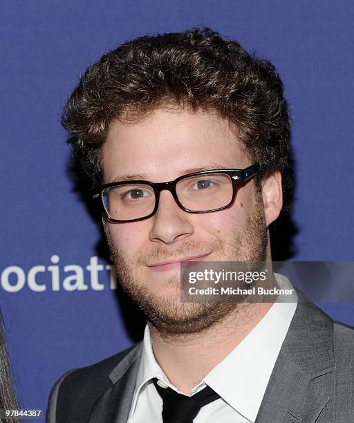 Actor Seth Rogen attends at the 18th Annual "A Night At Sardi's" Fundraiser And Awards Dinner at The Beverly Hilton hotel on March 18, 2010 in...