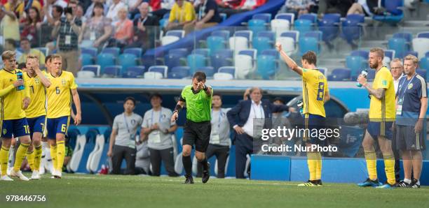 Joel Aguilar during the 2018 FIFA World Cup Russia group F match between Sweden and Korea Republic at Nizhniy Novgorod Stadium on June 18, 2018 in...