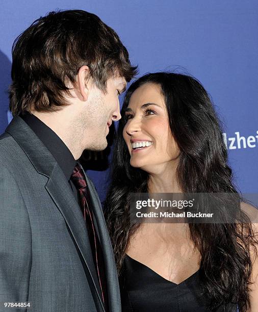 Actor Ashton Kutcher and actress Demi Moore arrive at the 18th Annual "A Night At Sardi's" Fundraiser And Awards Dinner at The Beverly Hilton hotel...