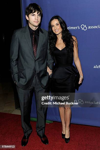 Actor Ashton Kutcher and actress Demi Moore arrive at the 18th Annual "A Night At Sardi's" Fundraiser And Awards Dinner at The Beverly Hilton hotel...