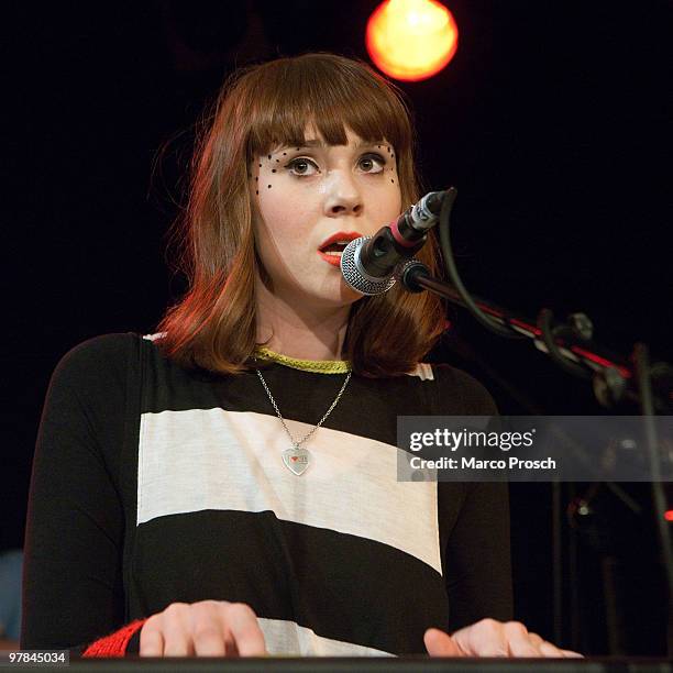 Singer Kate Nash of the UK performs on stage at the Admiralspalast on March 18, 2010 in Berlin, Germany.