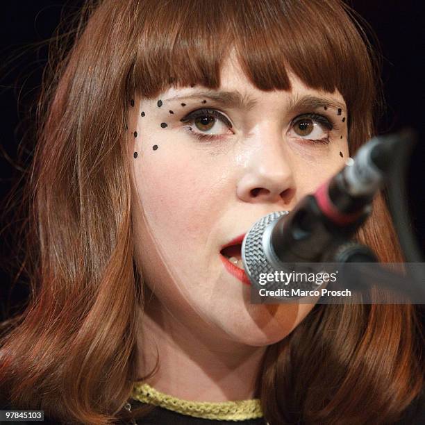 Singer Kate Nash of the UK performs on stage at the Admiralspalast on March 18, 2010 in Berlin, Germany.