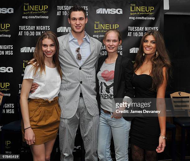 Alex Long, Knicks player Danilo Gallinari, Sofie Oosterwaal and Mabalia Amberle attend launch party for the MSG Network premiere of "The Lineup: New...