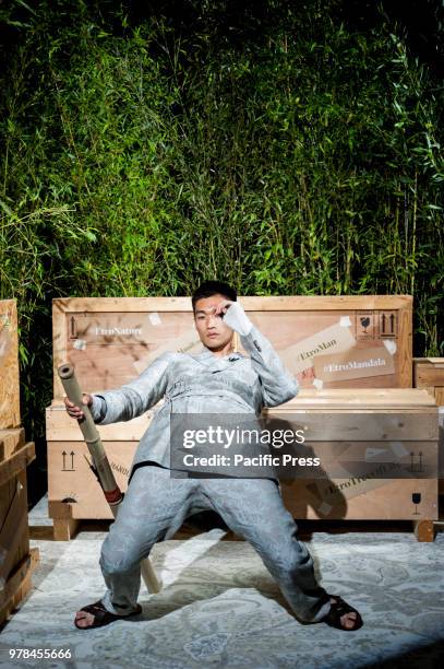 Model poses at Etro presentation during Milan Men's Fashion Week Spring/Summer 2019.