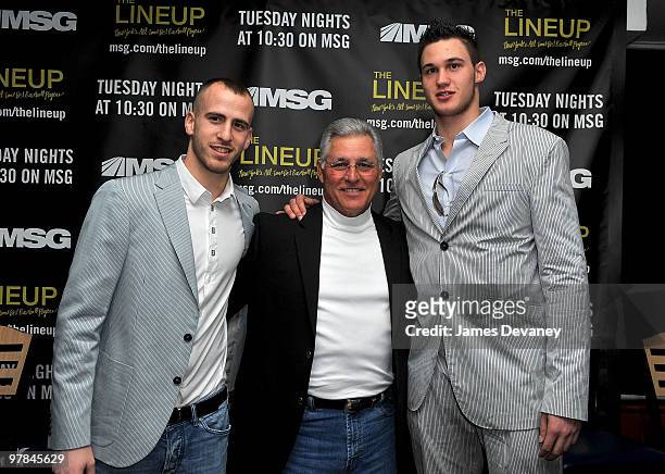 Knicks player Sergio Rodriguez, Bucky Dent and Knicks player Danilo Gallinari attend launch party for the MSG Network premiere of "The Lineup: New...