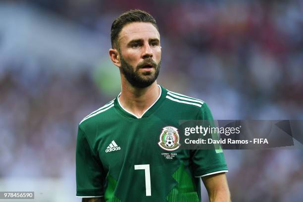 Miguel Layun of Mexico looks on during the 2018 FIFA World Cup Russia group F match between Germany and Mexico at Luzhniki Stadium on June 17, 2018...