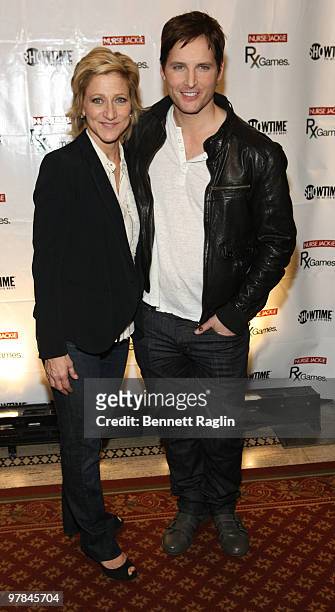 Actors Edie Falco and Peter Facinelli attends the Nurse Jackie RX Games at Gotham Hall on March 18, 2010 in New York City.