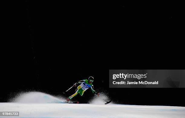 Bruce Warner of South Africa competes in the Men's Standing Downhill during Day 7 of the 2010 Vancouver Winter Paralympics at Whistler Creekside on...