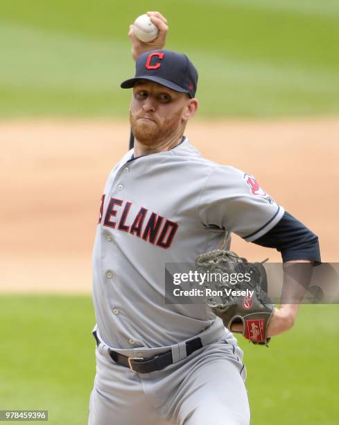 Neil Ramirez of the Cleveland Indians pitches against the Chicago White Sox on June 14, 2018 at Guaranteed Rate Field in Chicago, Illinois.