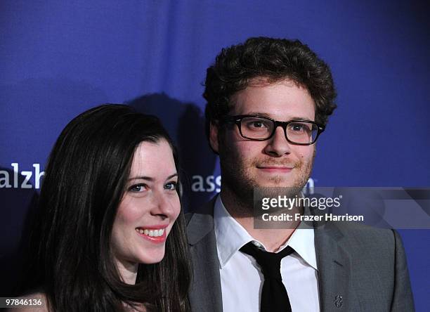 Actor Seth Rogen and Lauren Miller arrives at the 18th Annual ''A Night At Sardi's'' Fundraiser And Awards Dinner held a the Beverly Hilton Hotel on...