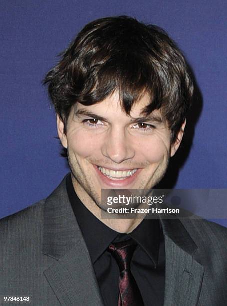 Actor Ashton Kutcher arrives at the 18th Annual "A Night At Sardi's" Fundraiser And Awards Dinner held a the Beverly Hilton Hotel on March 18, 2010...