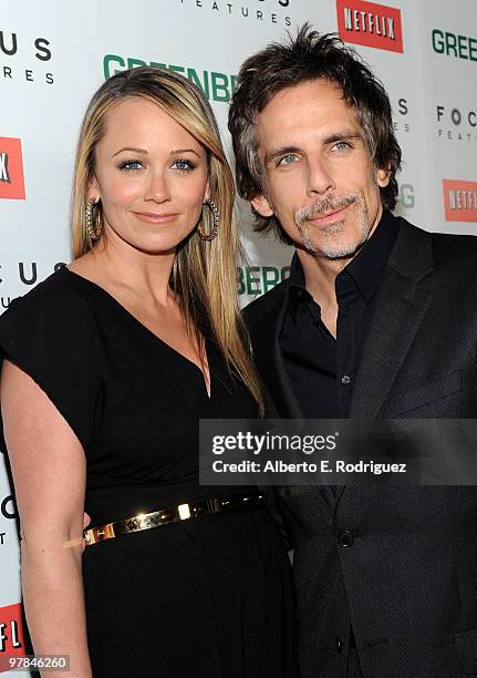 Actress Christine Taylor and Ben Stiller arrive at the premiere of the ''Greenberg'' at the ArcLight Cinemas on March 18, 2010 in Hollywood,...