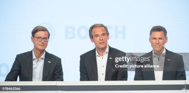 Baden-Württemberg, Renningen. Stefan Asenkerschbaumer , financial director of Robert Bosch GmbH, during the financial statement press conference of...