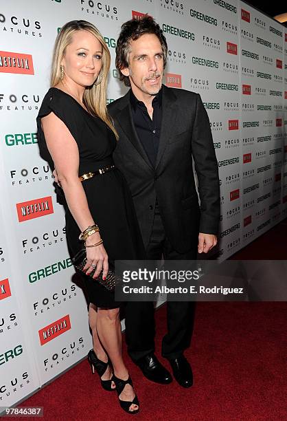 Actress Christine Taylor and Ben Stiller arrive at the premiere of the ''Greenberg'' at the ArcLight Cinemas on March 18, 2010 in Hollywood,...