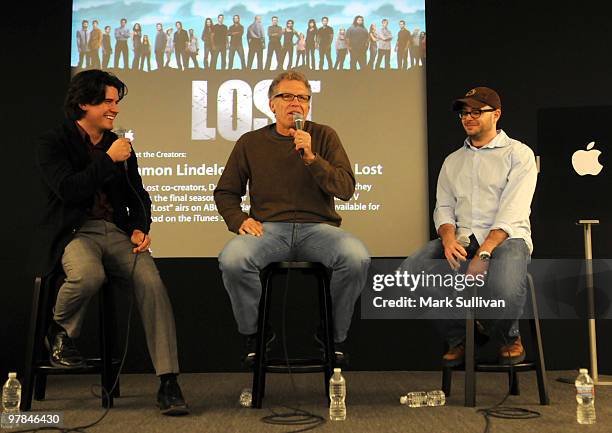 Today's Anthony Breznican, co-creators Carlton Cuse and Damon Lindelof attend the Lost "Meet the Creator" event at Apple Store Third Street Promenade...