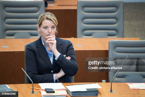 April 2018, Germany, Duesseldorf: Christina Schulze Foecking , Minister for the Environment and Agriculture in North Rhine-Westphalia, participates...