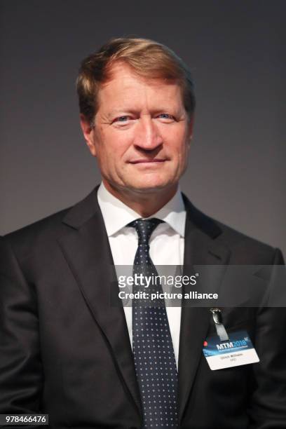April 2018, Germany, Leipzig: Ulrich Wilhelm, director of Bayerischer Rundfunk, speaking about the savings in public service broadcasting during a...