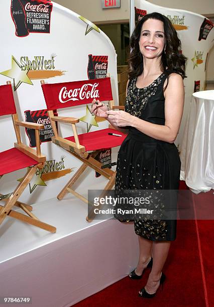 Actress Kristin Davis backstage at the ShoWest awards ceremony at the Paris Las Vegas during ShoWest, the official convention of the National...