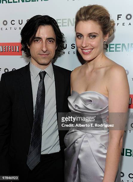 Director Noah Baumbach and actress Greta Gerwig arrive on the red carpet at the "Greenberg" Los Angeles Premiere at ArcLight Cinemas on March 18,...