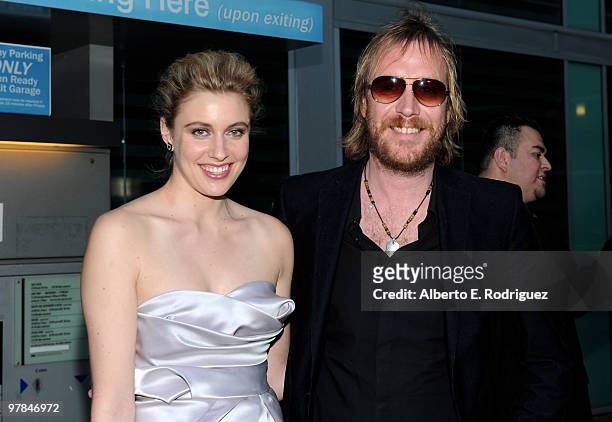 Actress Greta Gerwig and actor Rhys Ifans arrive on the red carpet at the "Greenberg" Los Angeles Premiere at ArcLight Cinemas on March 18, 2010 in...