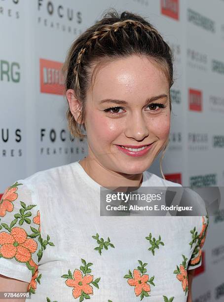 Actress Brie Larson arrives on the red carpet at the "Greenberg" Los Angeles Premiere at ArcLight Cinemas on March 18, 2010 in Hollywood, California.