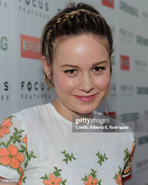 Actress Brie Larson arrives on the red carpet at the "Greenberg" Los Angeles Premiere at ArcLight Cinemas on March 18, 2010 in Hollywood, California.